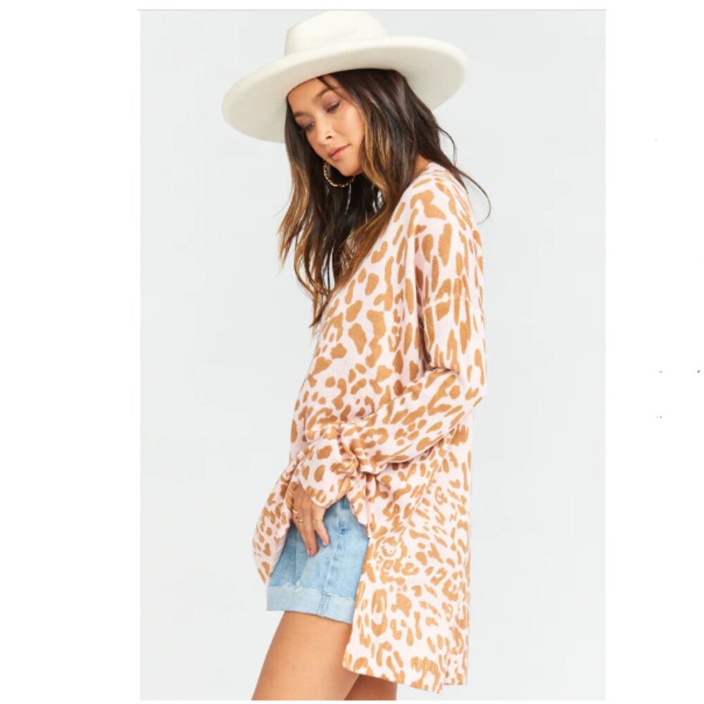 Show Me Your Mumu Cliffside pink leopard print sweater size M